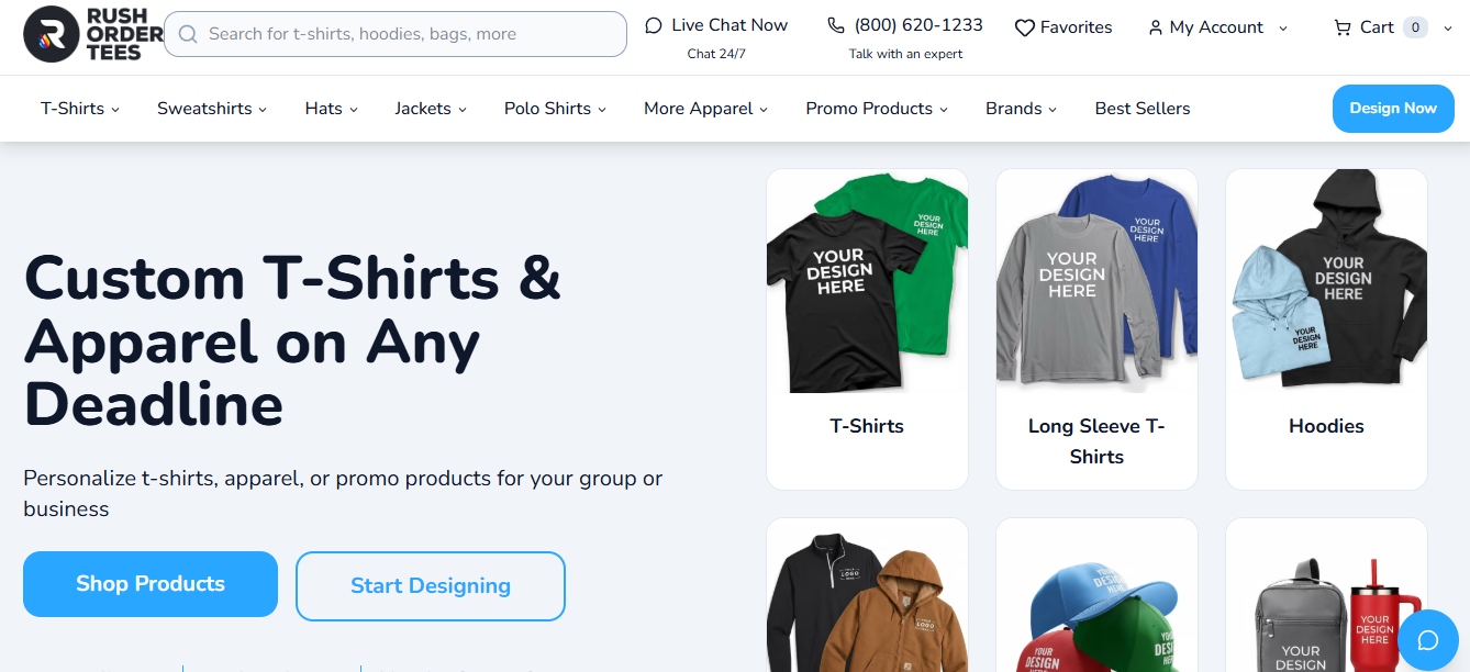 RushOrderTees: Most Extensive Range